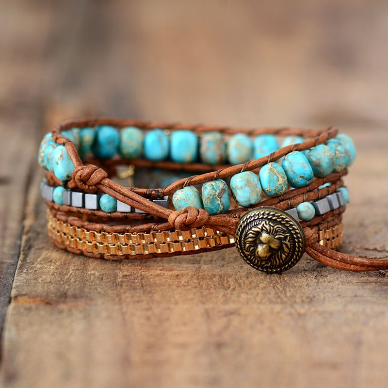 Natilda – Heilendes Wickelarmband aus Türkis und Jaspis