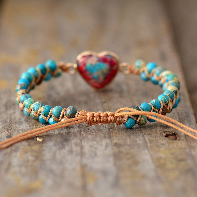HeartBracelet – Armband aus Jaspis mit Leidenschaftlichem Herzen