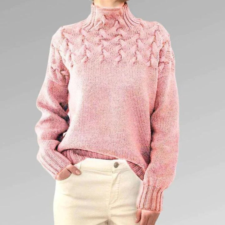 Theophila – Gestrickter Pulli Mit Rollkragen Und grobem Zopfmuster