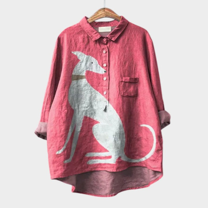 Dovile - Elegante Bluse Mit Hundemuster