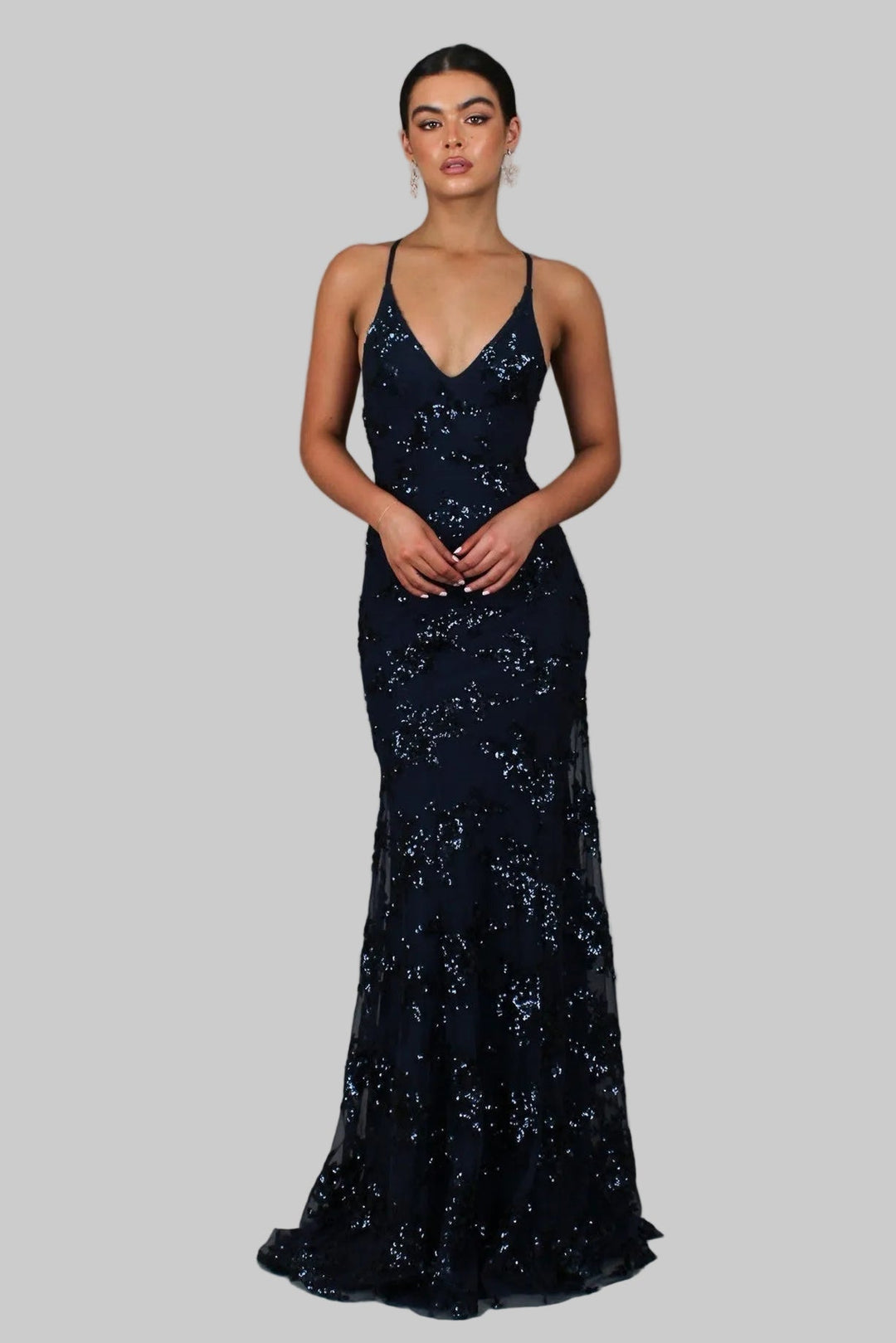 Ayela – Maxikleid Mit V-Ausschnitt Und Paillettenbesatz Am Rücken