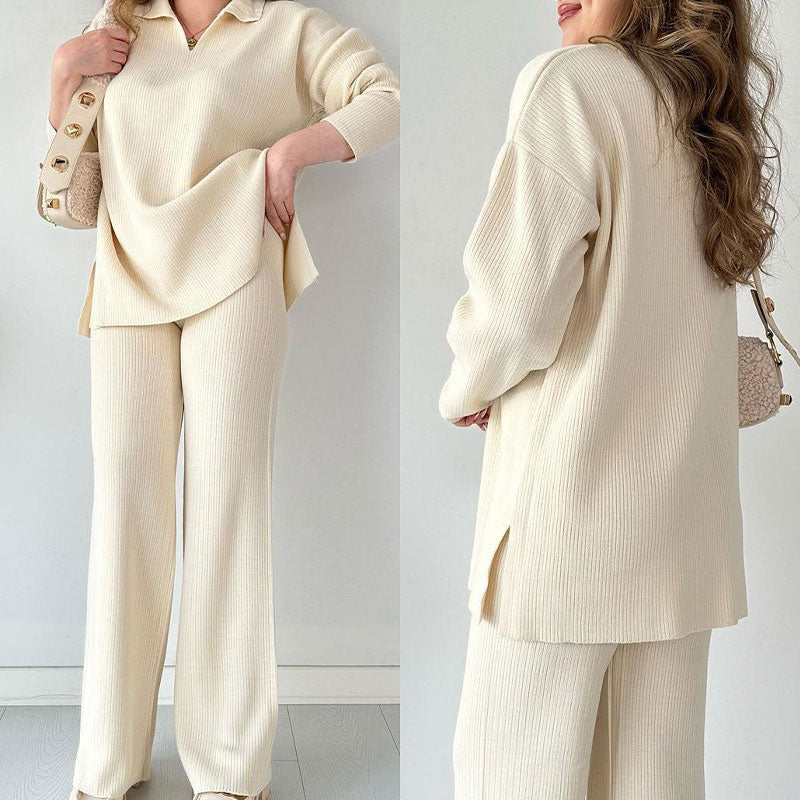 Alyana – Geripptes Gestricktes Zweiteiliges Lounge Set