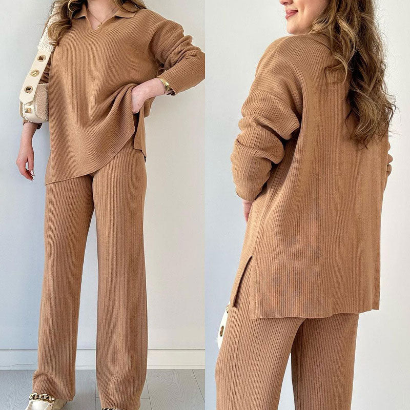 Alyana – Geripptes Gestricktes Zweiteiliges Lounge Set