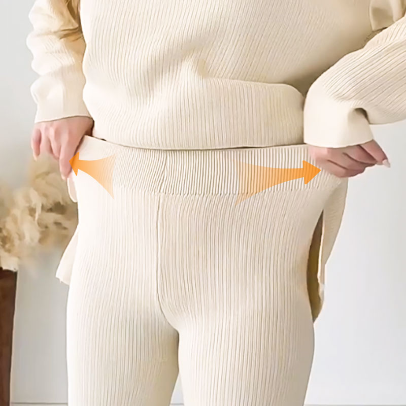 Alyana – Geripptes Gestricktes Zweiteiliges Lounge Set