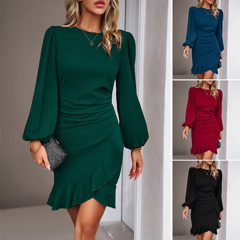 Suzanne - Elegantes Kleid mit Puffärmeln und Fransensaum