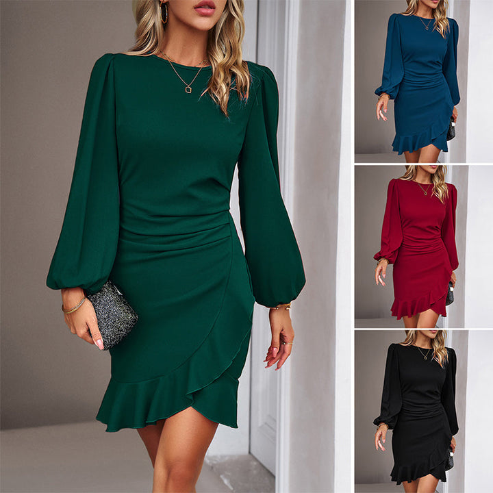 Suzanne - Elegantes Kleid mit Puffärmeln und Fransensaum