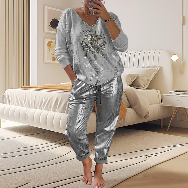 Ashley - Top und Der Teufel Auge Pailletten Hose