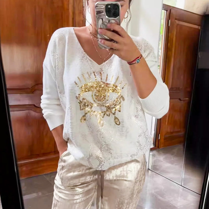 Ashley - Top und Der Teufel Auge Pailletten Hose