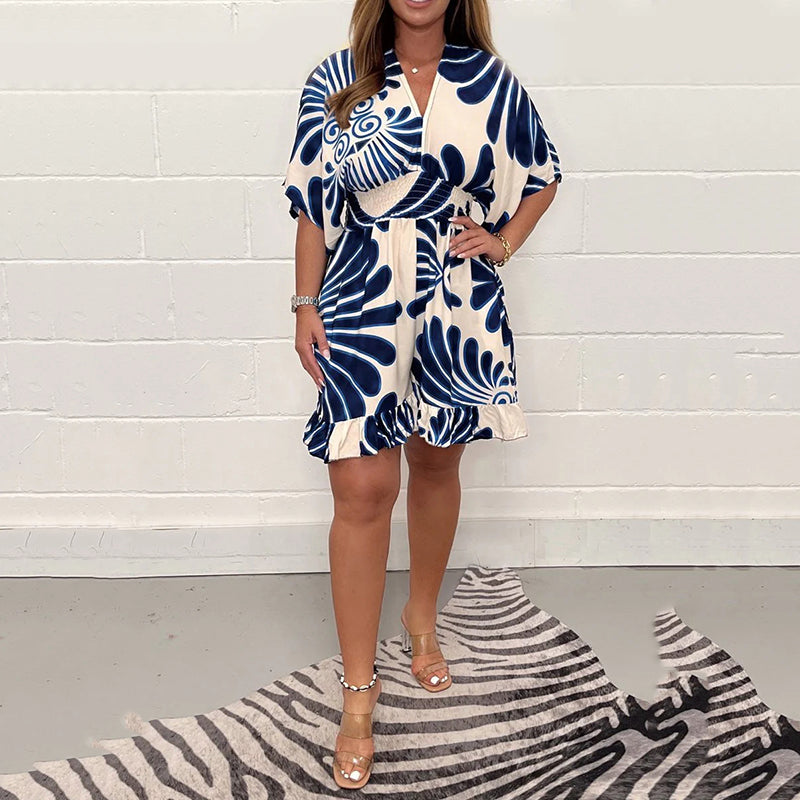 Linoya – Mini Kleid Mit Auffälligem Botanik-Drucken