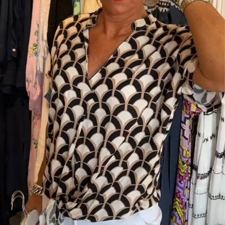 Naskia – Kurzärmelige Bluse Mit V-Ausschnitt