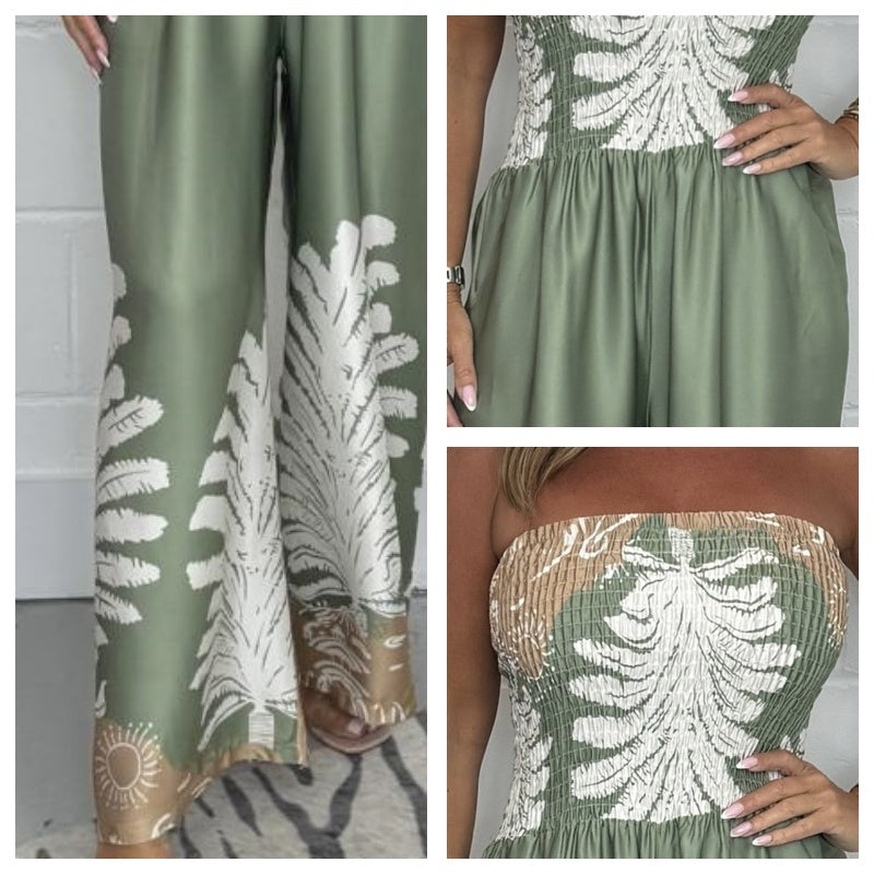 Nahéla – Eleganter Bedruckter Jumpsuit Ohne Träger