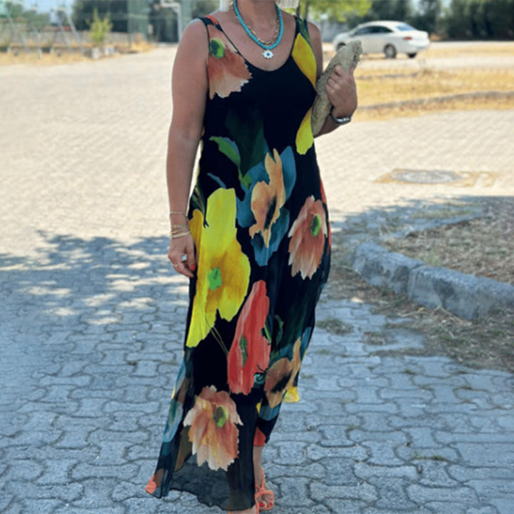 Marjo - Weiches, ärmelloses Blumenkleid