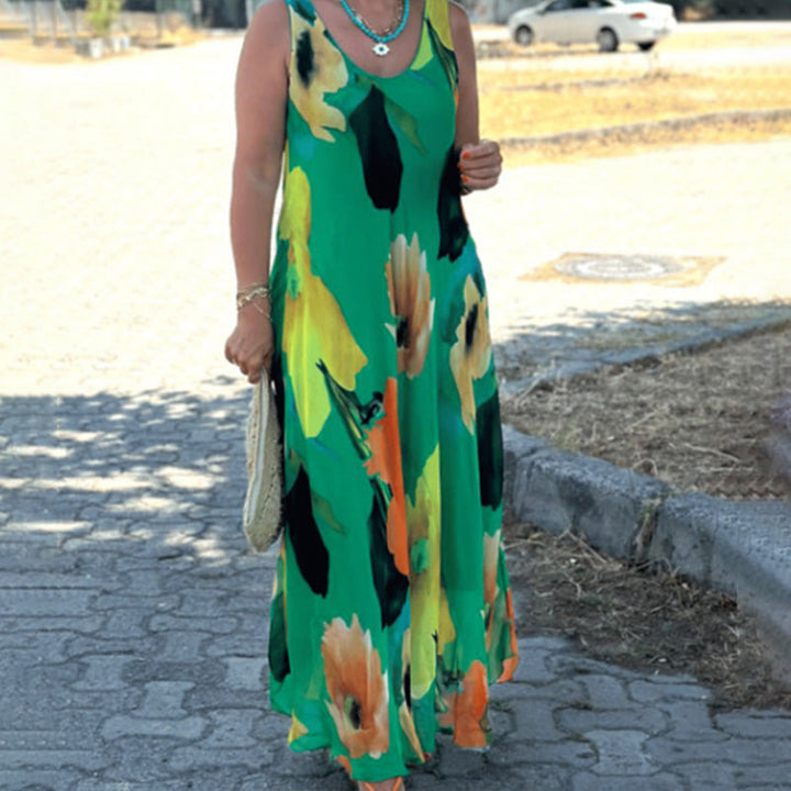 Marjo - Weiches, ärmelloses Blumenkleid