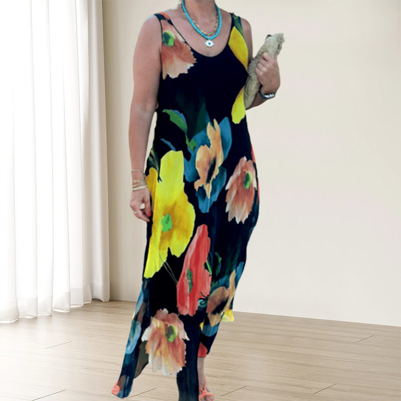 Marjo - Weiches, ärmelloses Blumenkleid