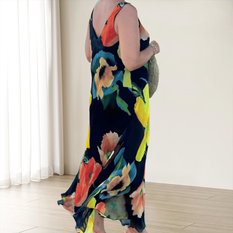 Marjo - Weiches, ärmelloses Blumenkleid