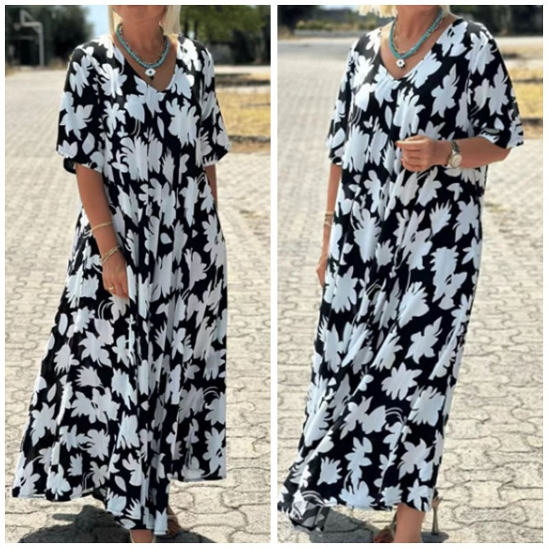 Harriet - Langes Kleid Mit V Ausschnitt