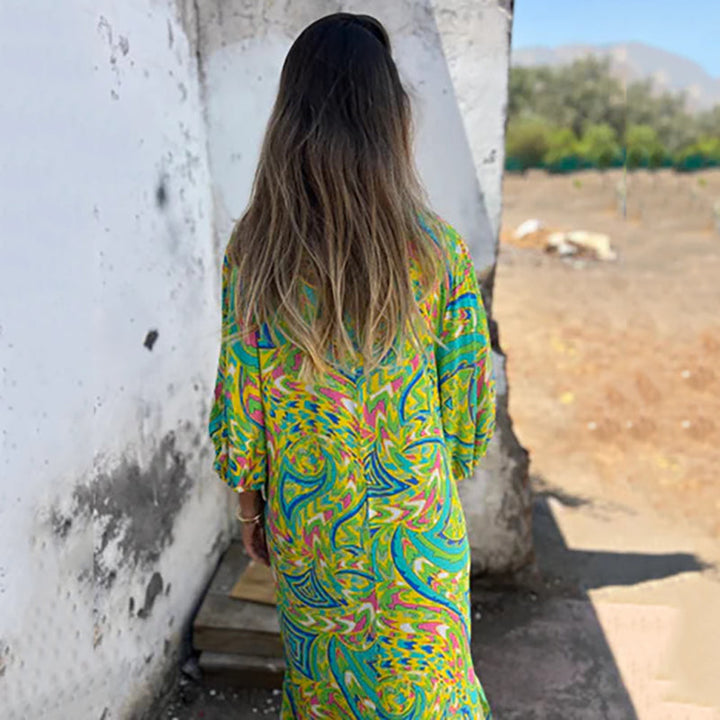 Lowri – Stilvolles Maxi Kleid Mit V-Ausschnitt Und Taschen