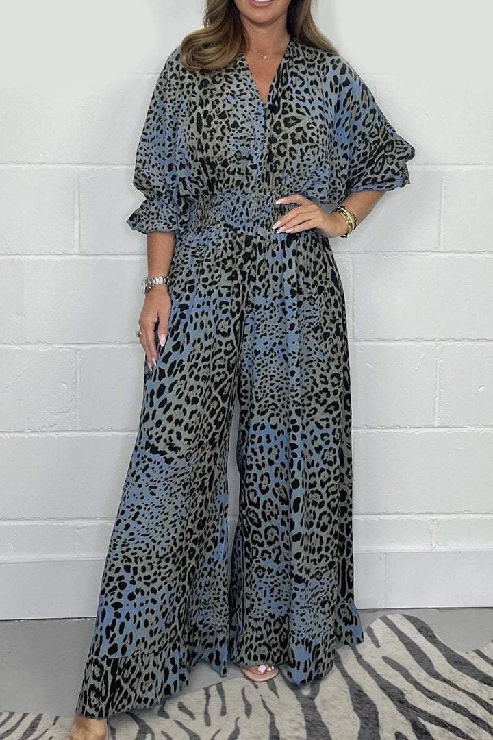 Debbie - Leopardenmuster-Kleid mit V-Ausschnitt