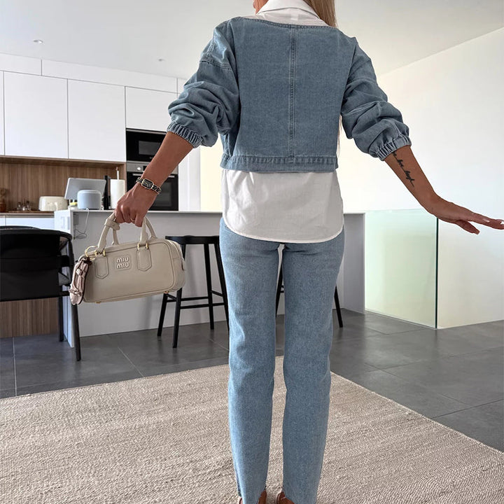 Nadira – Langärmliges Jeans-Oberteil und -Hose im Setz