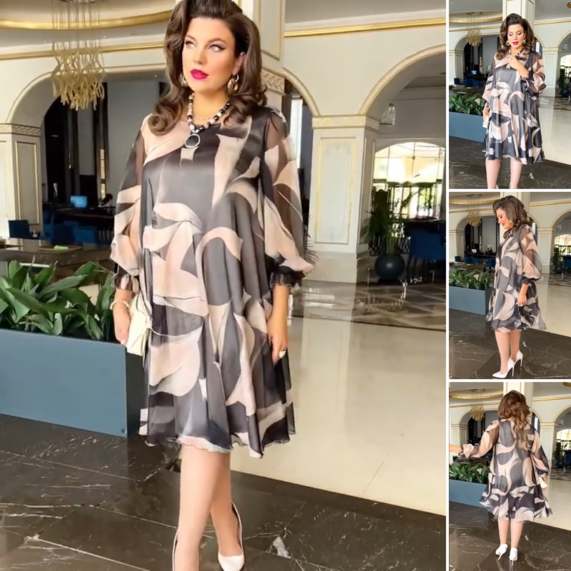 Ilvira - Blumenkleid mit Rundhalsausschnitt