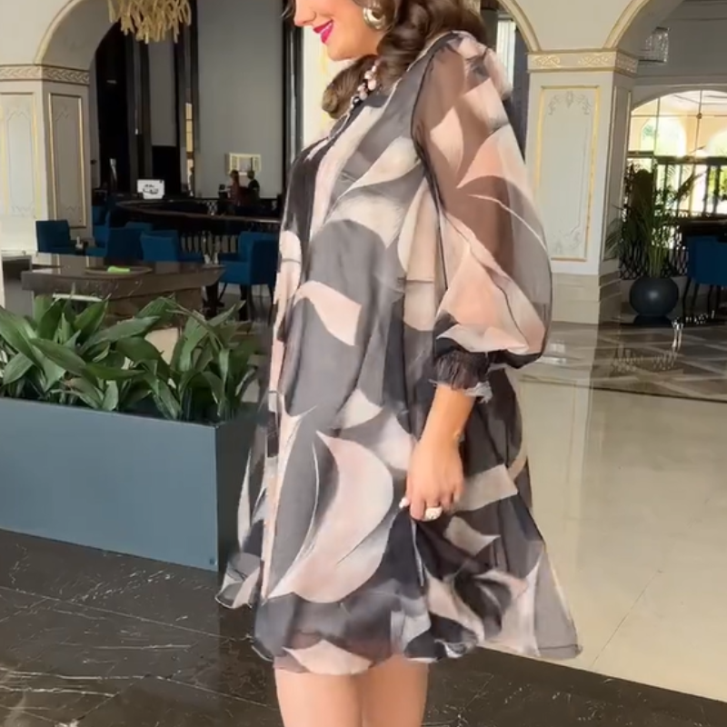 Ilvira - Blumenkleid mit Rundhalsausschnitt