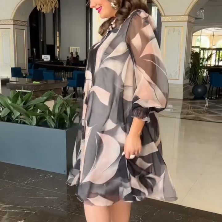 Ilvira - Blumenkleid mit Rundhalsausschnitt