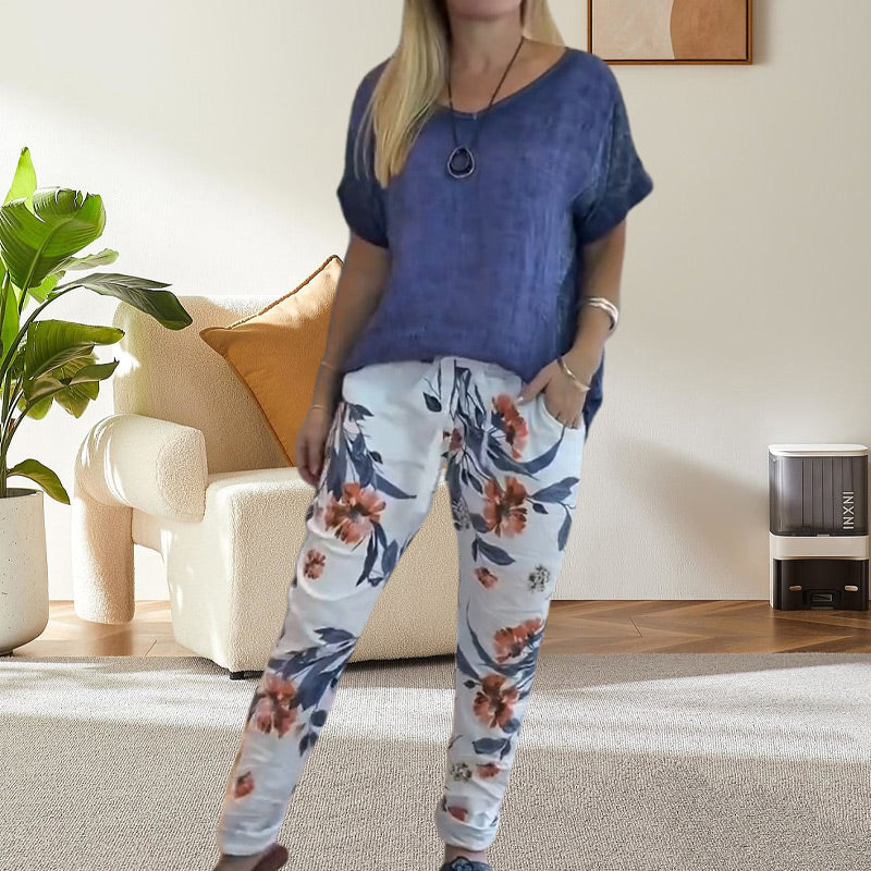 Alura - Lässige Bluse Und Hose Mit Blumenmuster