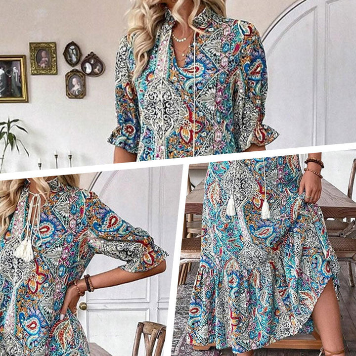 Aniy – Sommerkleid mit Blumenmuster und V-Ausschnitt