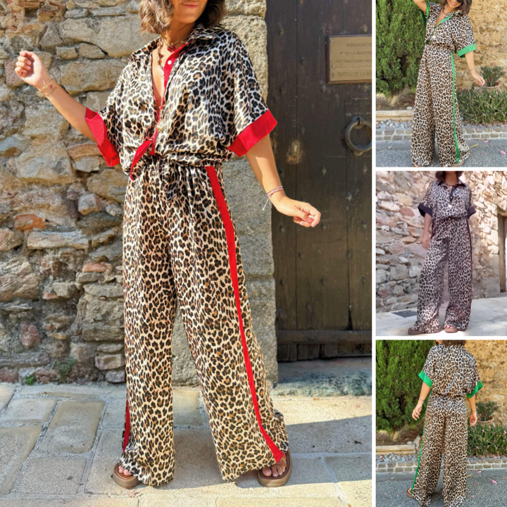 Felinette – 2-Teiliges Set mit Leopardenmuster und Knopfleiste
