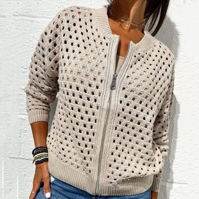 Kelsey - Gestrickt Jacke Mit Reißverschluss