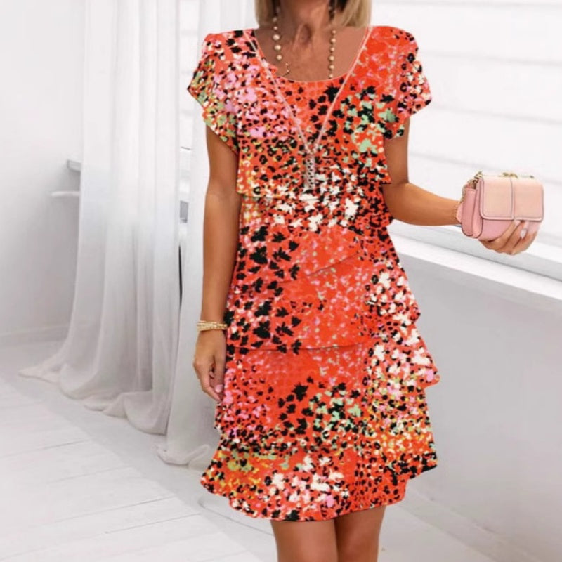 Jonna - Stilvolles Kleid Mit Leopard Enmuster Und Pailletten