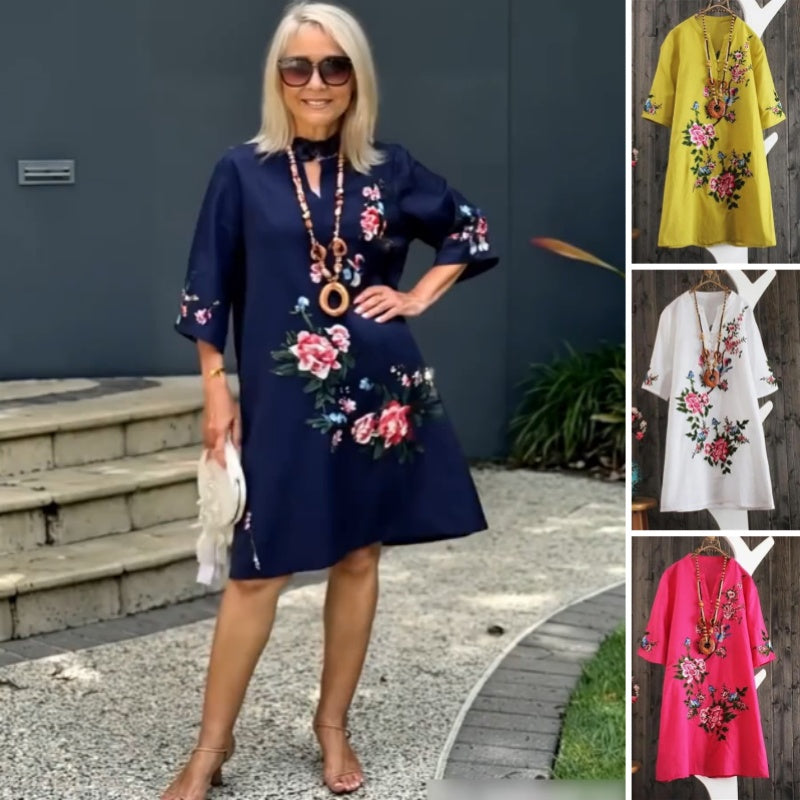 Russo - Geblümtes Kleid mit Lockerem V-Ausschnitt