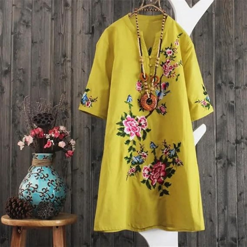 Russo - Geblümtes Kleid mit Lockerem V-Ausschnitt