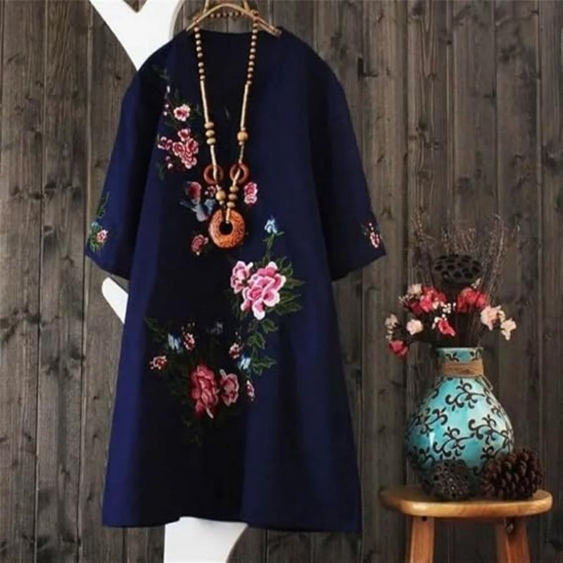 Russo - Geblümtes Kleid mit Lockerem V-Ausschnitt