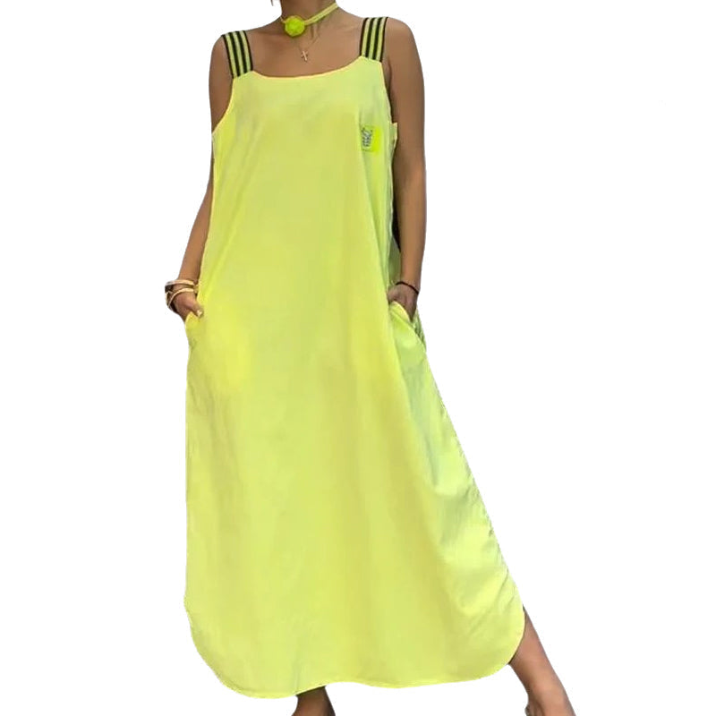 Allyson - Maxikleid Mit Breiten Trägern Und Taschen