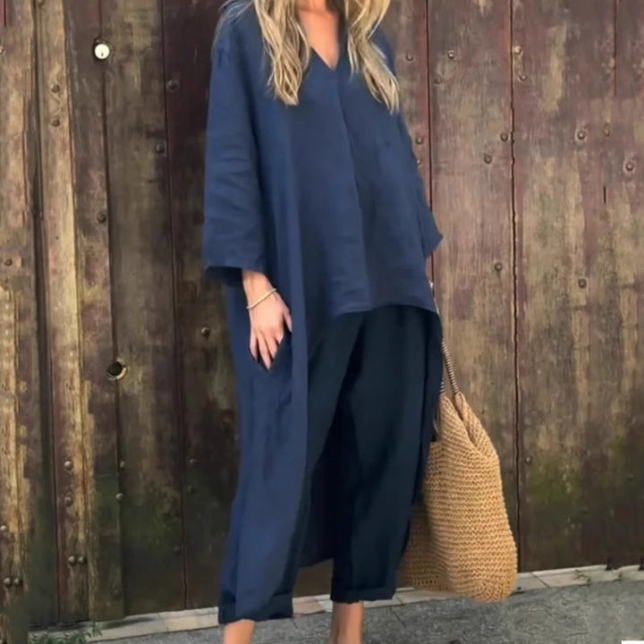 Abby - 2-teiliges Set Mit Losen Taschen Und V-Ausschnitt