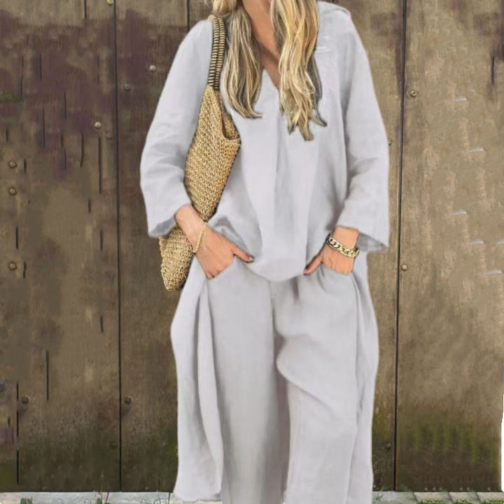 Abby - 2-teiliges Set Mit Losen Taschen Und V-Ausschnitt