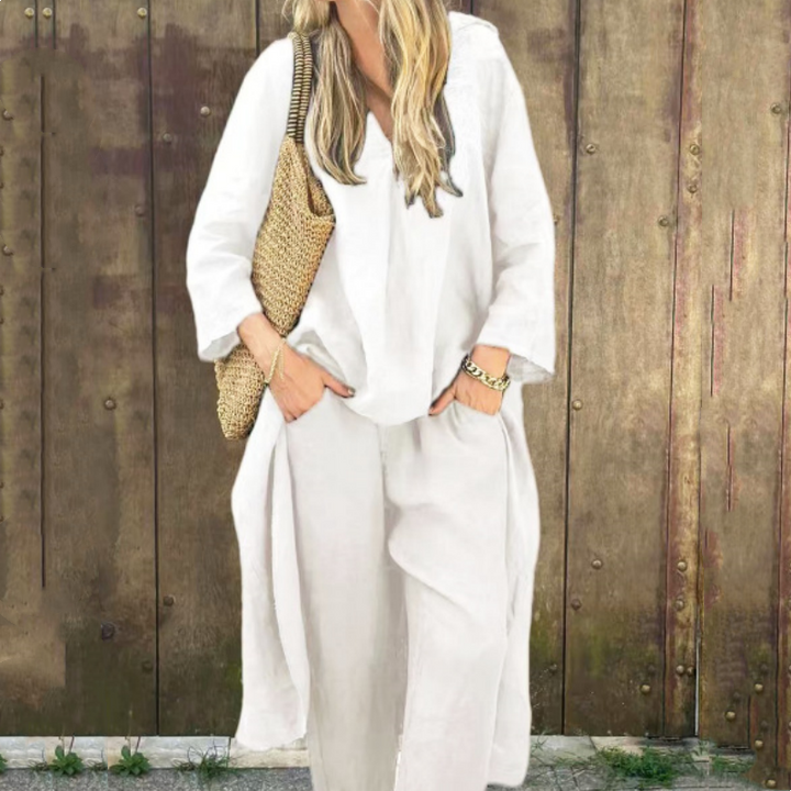 Abby - 2-teiliges Set Mit Losen Taschen Und V-Ausschnitt