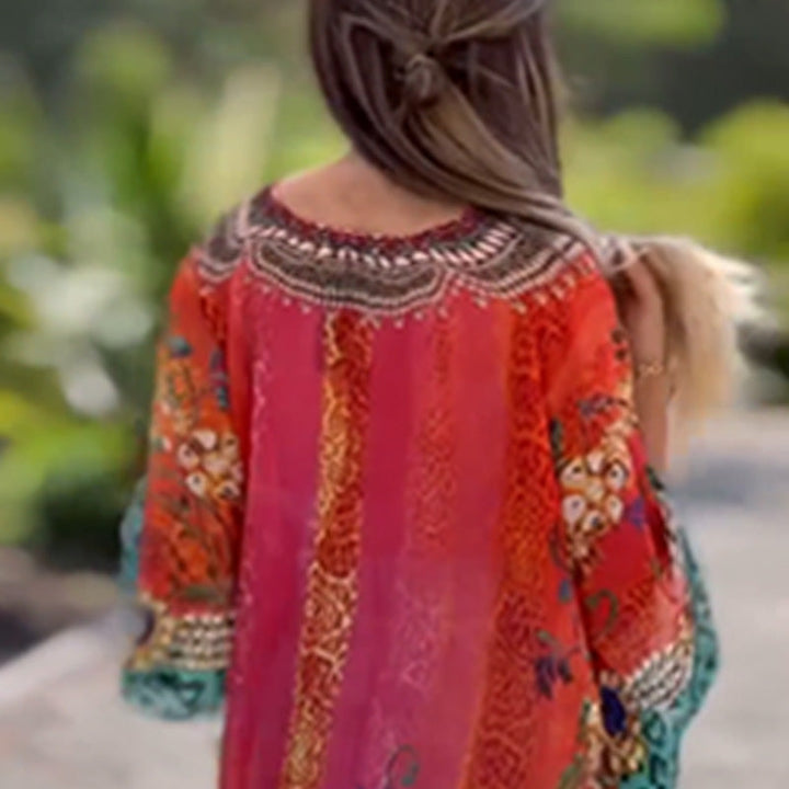 Joleena – Lockeres Kleid Mit V-Ausschnitt Und Asymmetrischem Schnitt