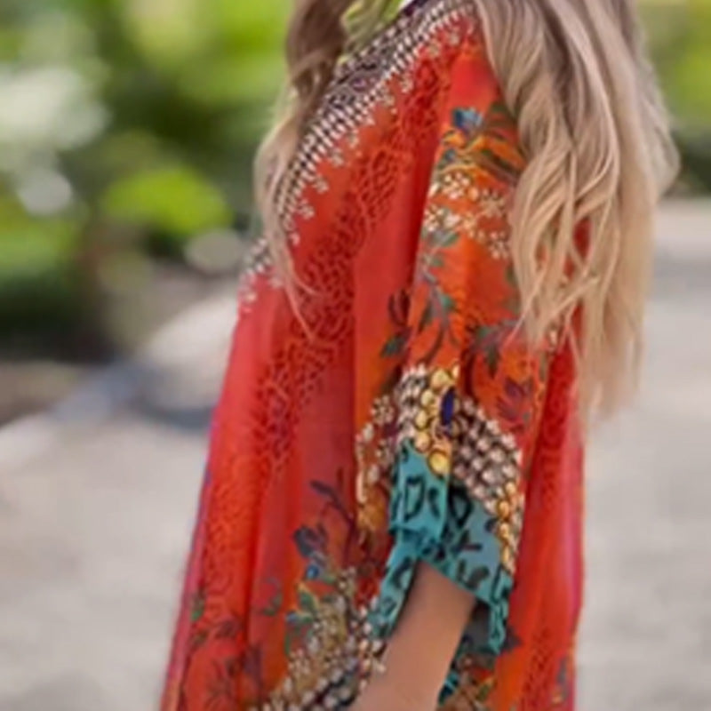 Joleena – Lockeres Kleid Mit V-Ausschnitt Und Asymmetrischem Schnitt