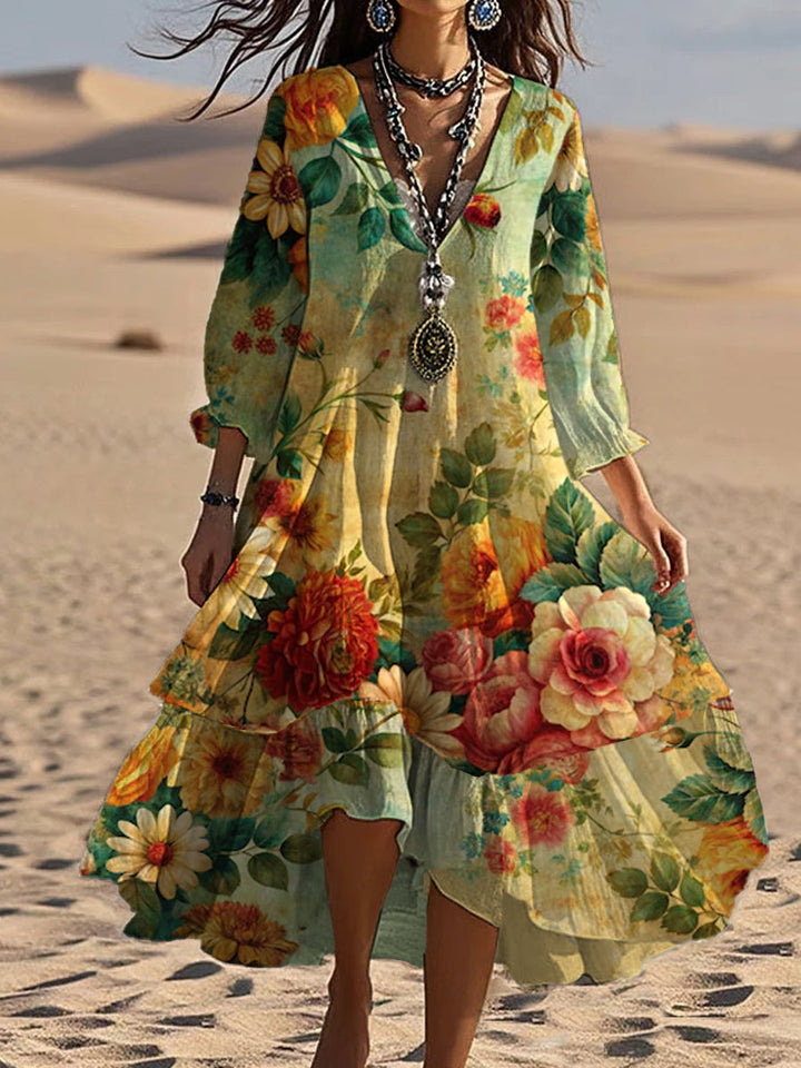 Aida - Elegantes Midikleid Mit Blumendruck