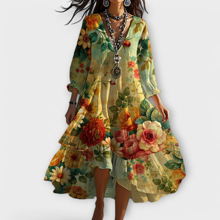 Aida - Elegantes Midikleid Mit Blumendruck
