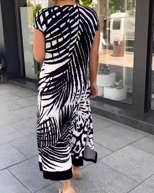 Aliki – Lässiges Bedrucktes Kleid Mit Kurzen Ärmeln