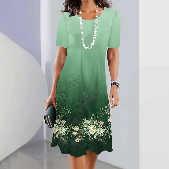 Ursulla - Elegantes Kleid Mit Rundhalsausschnitt Und Blumenmuster