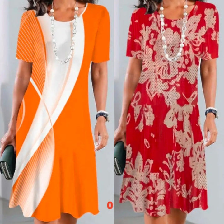 Lourah – Bedrucktes Midikleid Mit Falten