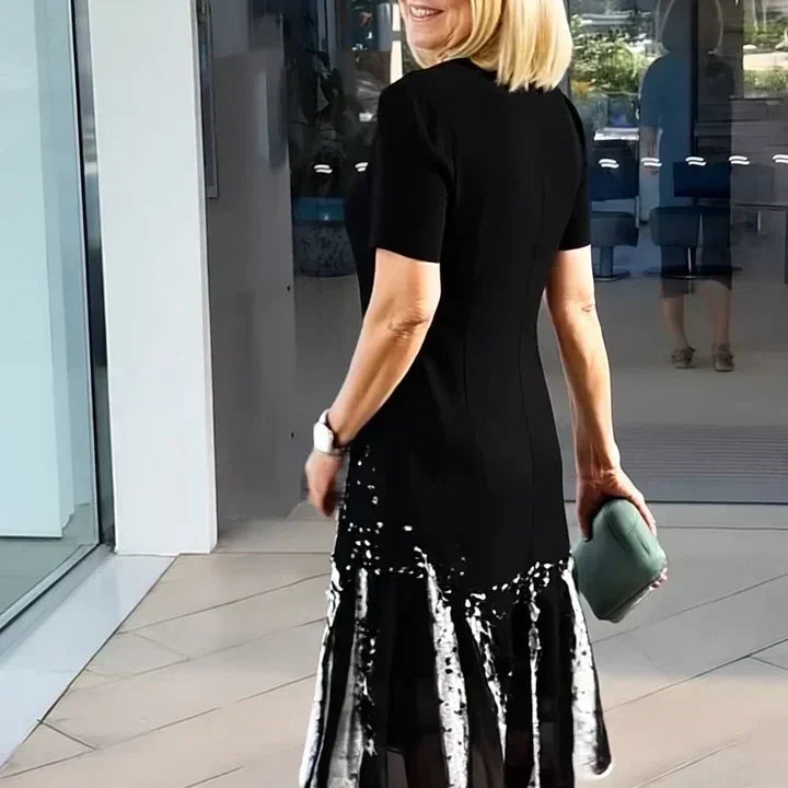 Lourah – Bedrucktes Midikleid Mit Falten