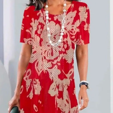 Lourah – Bedrucktes Midikleid Mit Falten