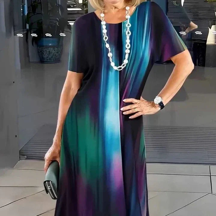 Lourah – Bedrucktes Midikleid Mit Falten