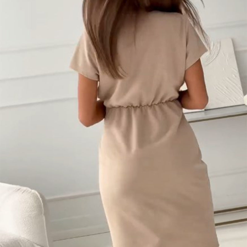 Jaclyn - Kurzärmeliges Kleid Mit V-Ausschnitt Und Tailliertem Schnitt