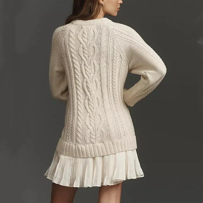 Kalena – Mini Strick Kleid Mit Zopfmuster